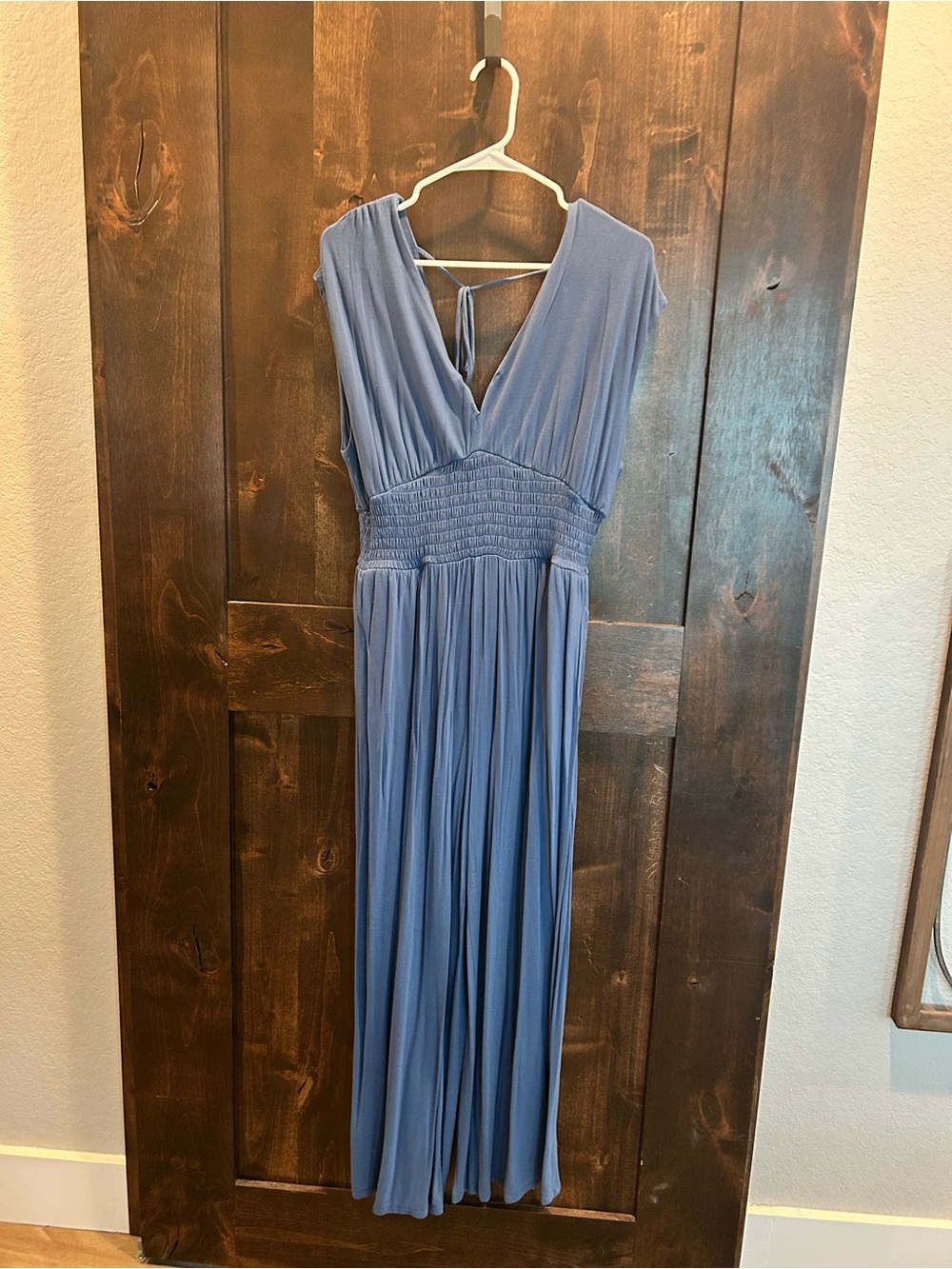 Old Navy Dusty Blue V-Neck Smocked Waist Jumpsuit